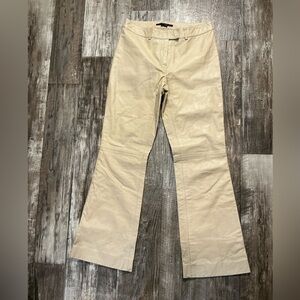 Theory 100% Leather Beige Flared Pants Size 2